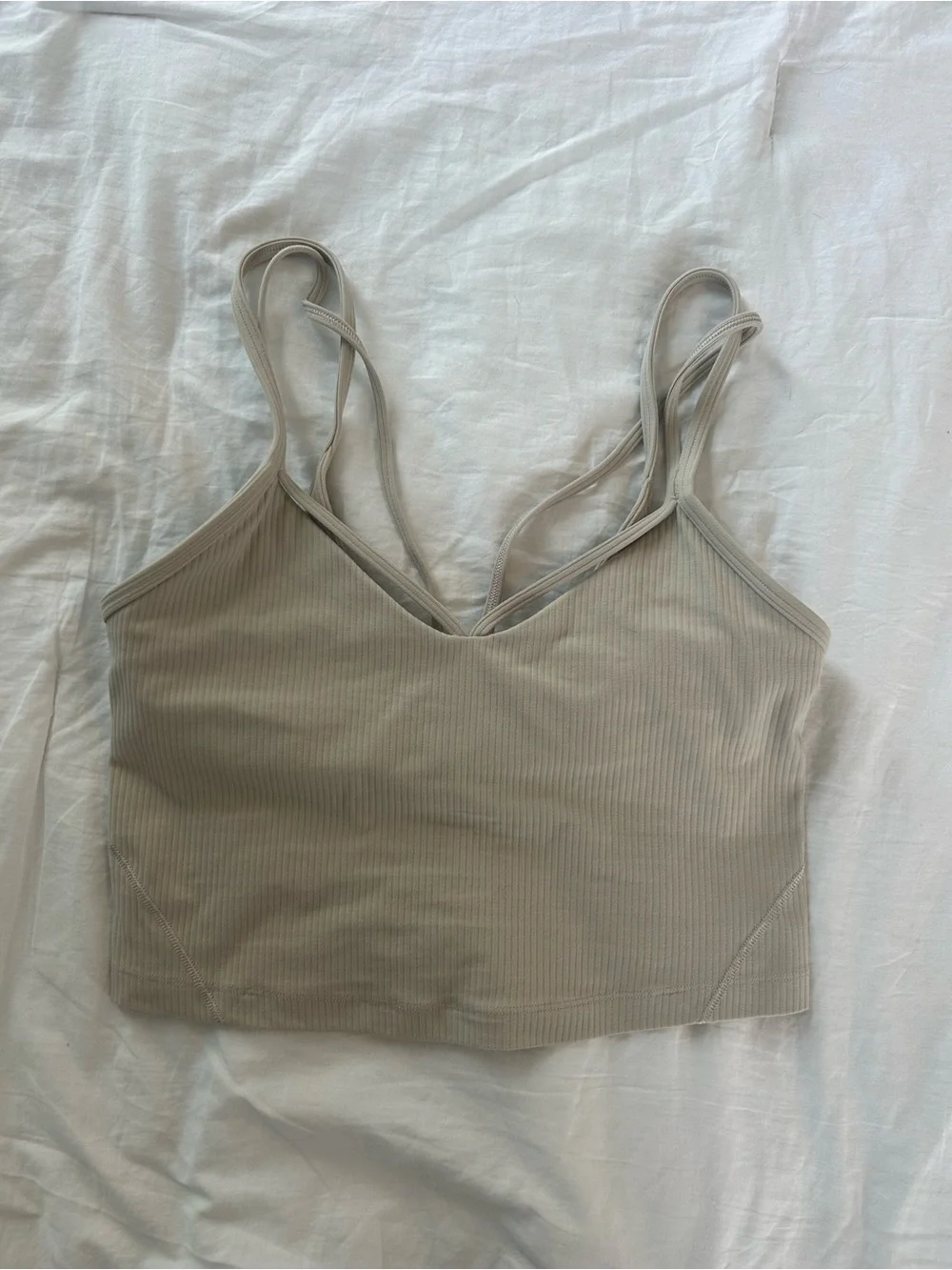 lululemon athletica Ribbed Double-Strap Cropped Tank in Beige